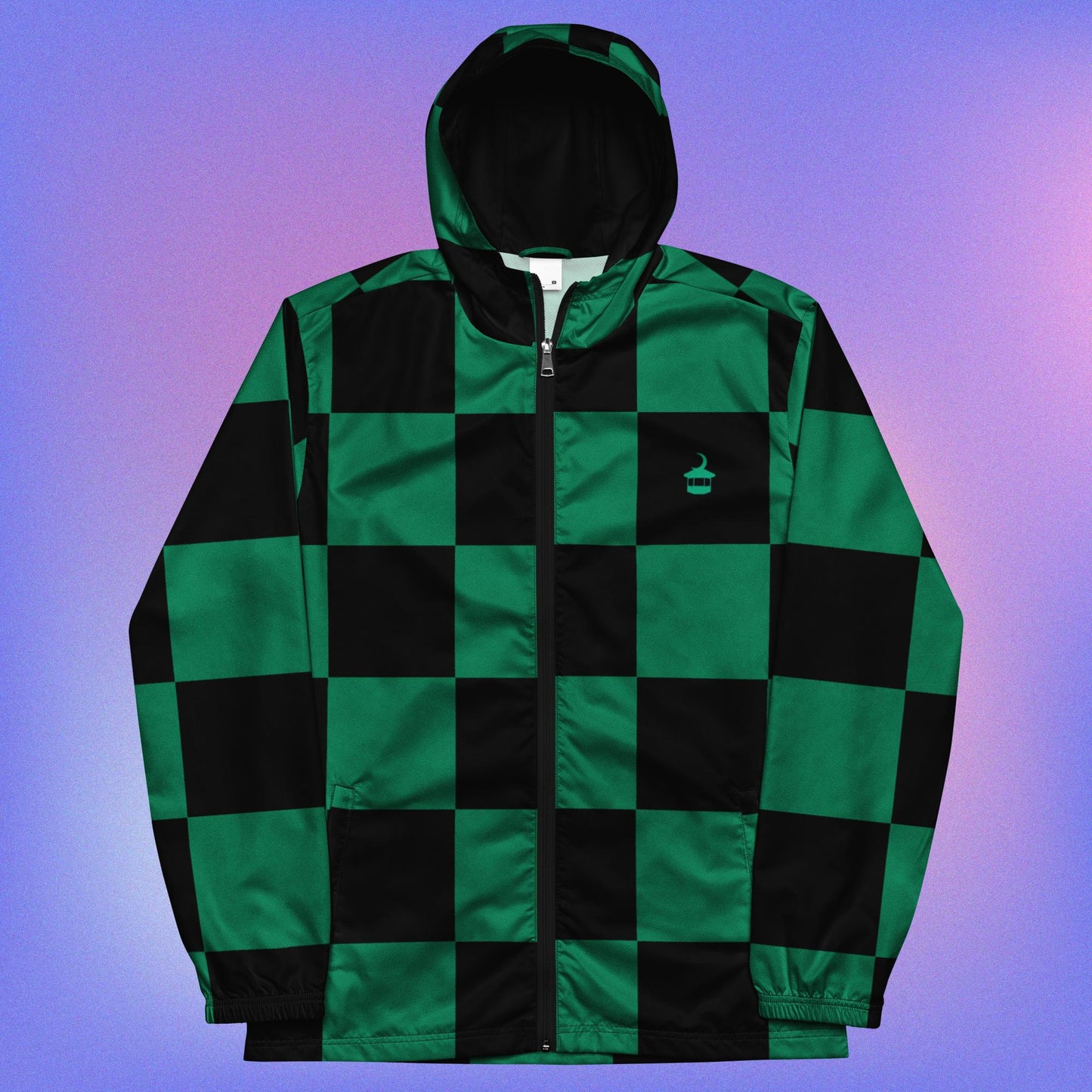 Ichimatsu Patterned Windbreaker - Green