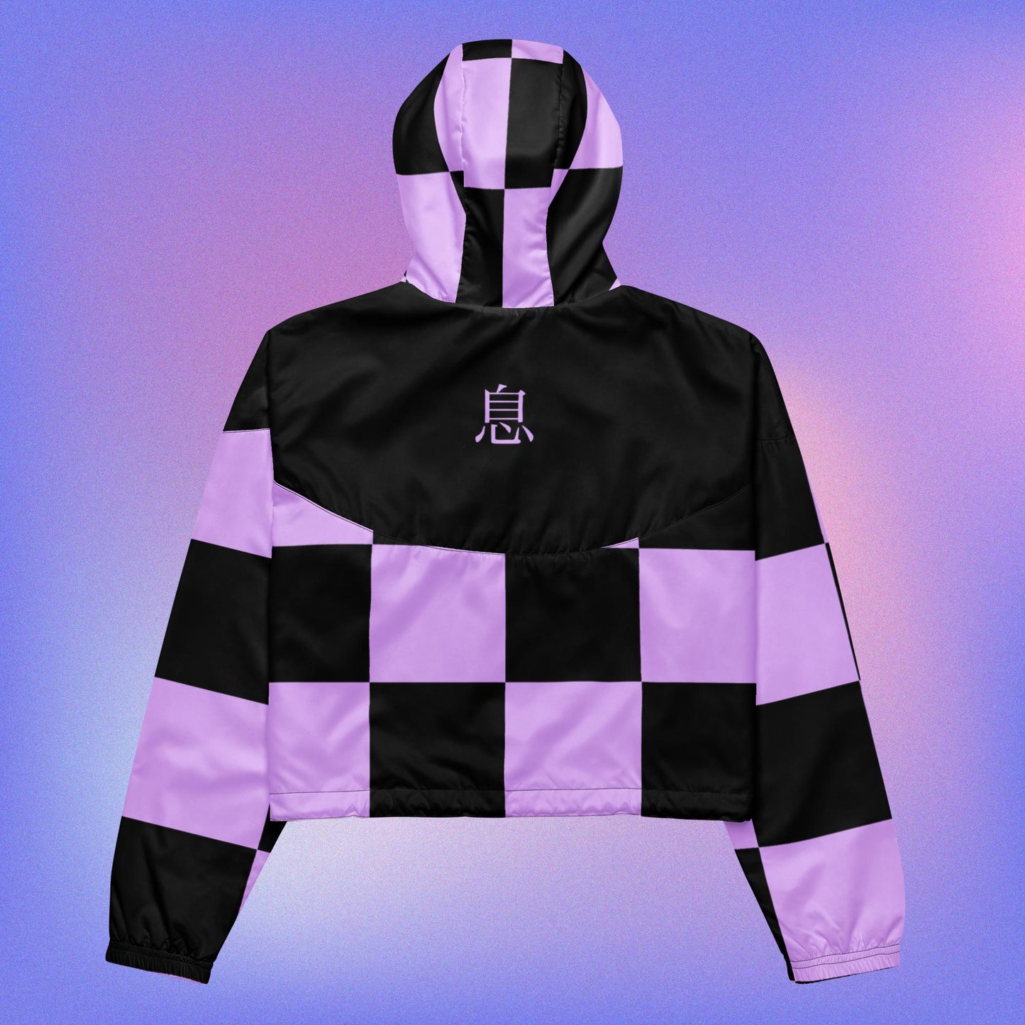 Cropped Ichimatsu Patterned Windbreaker - Pink