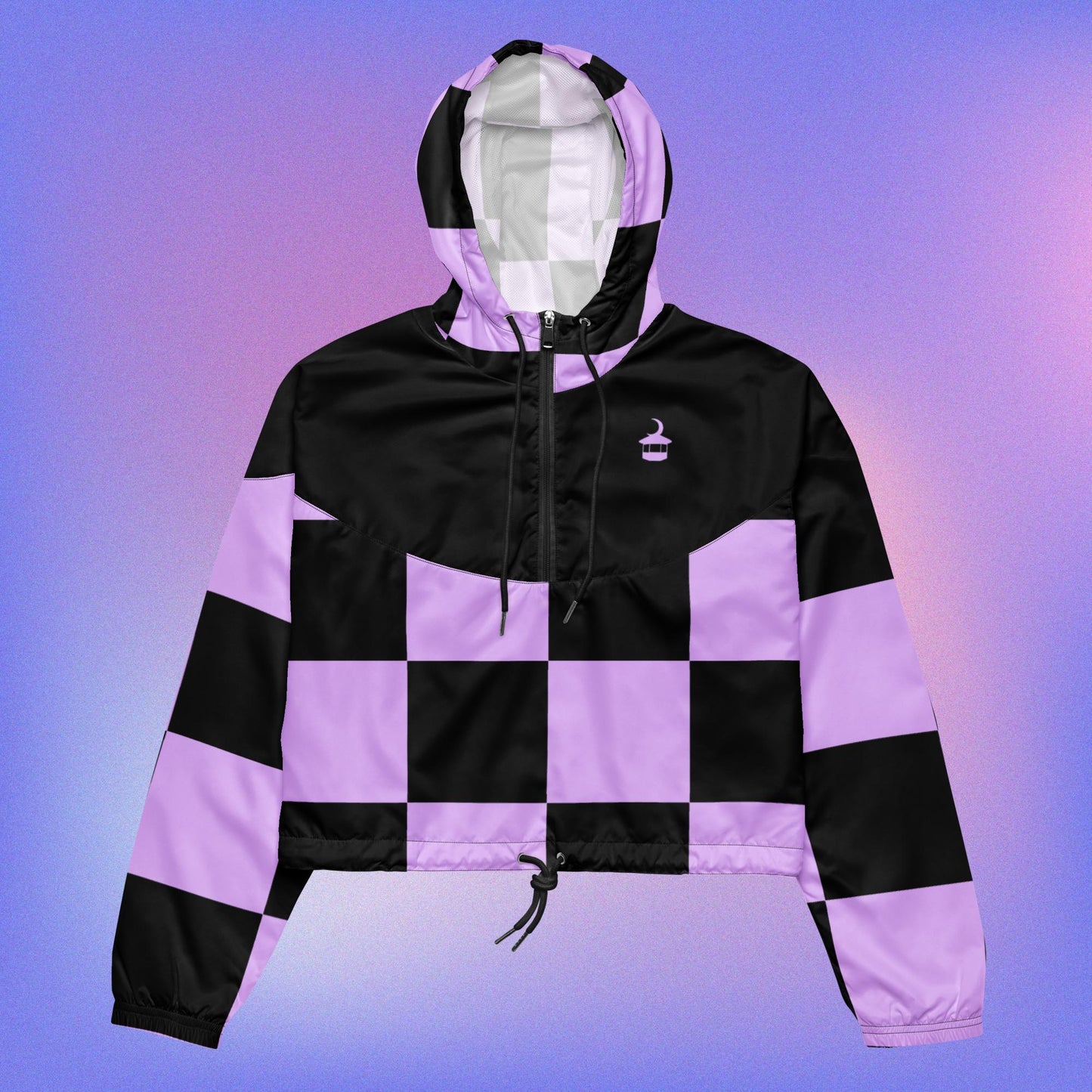 Cropped Ichimatsu Patterned Windbreaker - Pink